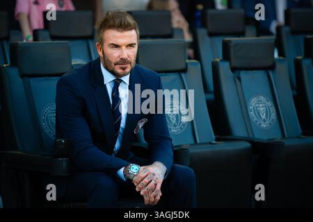 Inter Miamis Miteigentümer und ehemaliger britischer Fußballstar David Beckham sah sich während der regulären Saison von MLS ein Heimspiel an. Stockfoto