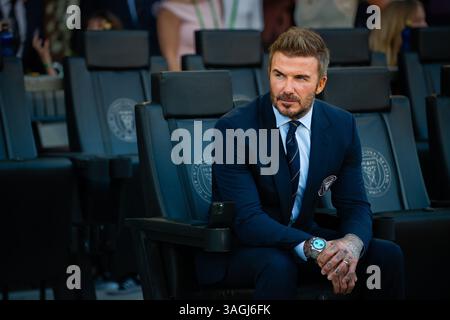 Inter Miamis Miteigentümer und ehemaliger britischer Fußballstar David Beckham sah sich während der regulären Saison von MLS ein Heimspiel an. Stockfoto
