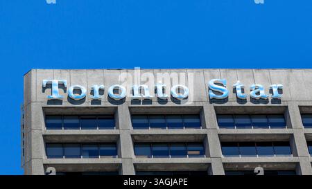Toronto, Kanada - 19. Juni 2018: Nahaufnahme des Toronto Star-Schilds in ihrem Hauptgebäude in Toronto. Stockfoto