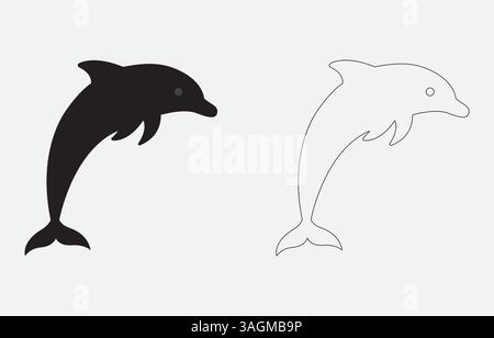 Dolphin Silhouette Vektor-Illustration isoliert auf weißem Hintergrund Stock Vektor