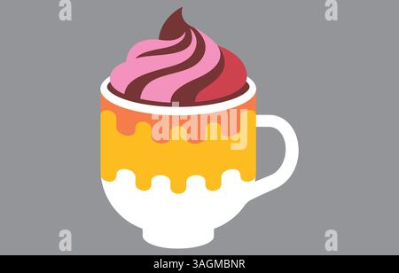 Heiße Schokolade Creme Mit Tasse Flache Illustrationen Stock Vektor