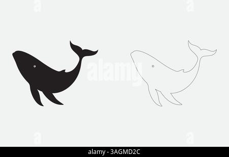 Blaue Whale Silhouette Vektor-Illustration isoliert auf weißem Hintergrund Stock Vektor