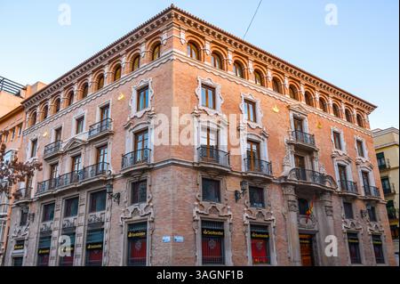 Altes Gebäude, Haus der Heiden, derzeit Sitz der Santander Bank. Stockfoto