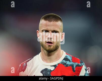 Allianz Areana, München, Deutschland. April 2025. Eric Dier vom FC Bayern München trifft beim Finale des Champions League-Viertels gegen Inter Mailand bei der Allianz Areana in München. Ulrik Pedersen/CSM (Bild: © Ulrik Pedersen/Cal Sport Media). Quelle: csm/Alamy Live News Stockfoto