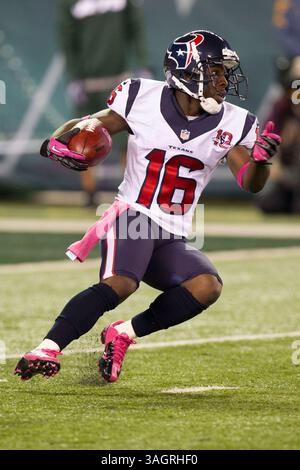 8. Oktober 2012: Trindon Holliday (16) der Houston Texans Wide Receiver startet im MetLife Stadium in East Rutherford, New Jersey, während des NFL-Spiels zwischen den Houston Texans und den New York Jets. The Houston Texans Beat the New York Jets, 23.-17. (Bild: © Chris Szagola/Cal Sport Media/ZUMAPRESS.com) Stockfoto