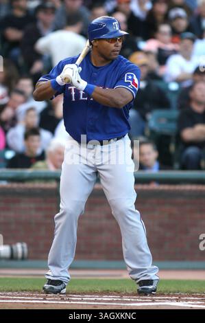 20. Juni 2009: Der Texas Rangers-Center-Feldspieler Marlon Byrd #22 in Aktion während eines MLB-Interleague-Spiels zwischen den San Francisco Giants und den Texas Rangers. San Francisco besiegte Texas mit 2:1. San Francisco, CA. (Bild: © David Godinez/Cal Sport Media/ZUMA Press) Stockfoto