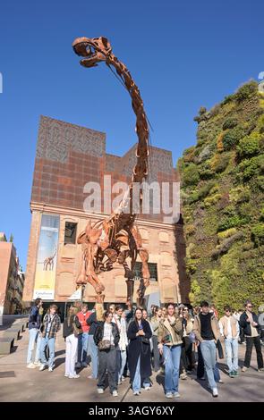 CaixaForum, Dinosaurier Skelett, Patagotitan Mayorum, Paseo del Prado, Madrid, Spanien *** CaixaForum, Dinosaurierskelett, Patagotitan Mayorum, Paseo del Prado, Madrid, Spanien Stockfoto