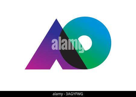 Letter ao, Oa abstraktes Logo-Design, lila blaue Farbverläufe Stock Vektor