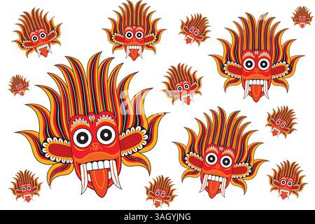 Teufelsmaske des Tanzens in Sri Lanka abstrakte Hintergrundvektorzeichnung Stock Vektor