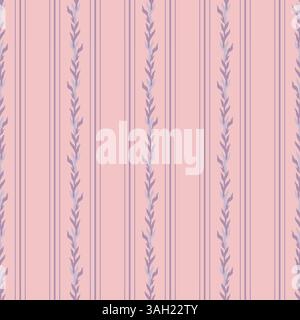 Weiches Rosafarbenes Streifenmuster Mit Blumenmuster Stock Vektor