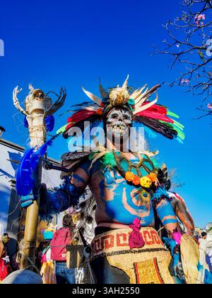 Karnevalsparade in der Xolotl Street, Oaxaca de Juarez, Oaxaca State, Mexiko Stockfoto