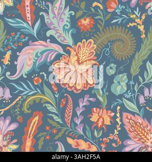 Buntes Nahtloses Vektormuster Mit Blumenmuster Stock Vektor