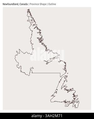 Neufundland, Kanada. Einfache Vektordarstellung. Provinzform. Umrissstil. Grenze zu Neufundland. Vektorabbildung. Stock Vektor