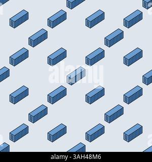 Versandbehälter blaues nahtloses Muster - Vektortransport farbiger Hintergrund Stock Vektor