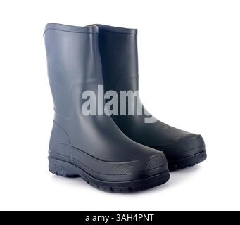 Glänzenden Stiefel vor weißem Hintergrund Stockfoto