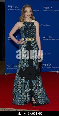 25. April 2015 - Washington, District of Columbia, Vereinigte Staaten von Amerika - Gillian Jacobs kommt zum jährlichen Abendessen der White House Correspondents Association 2015 im Washington Hilton Hotel am Samstag, 25. April 2015. Credit: Ron Sachs / CNP (Credit Image: © Ron Sachs/CNP/ZUMAPRESS.com) Stockfoto