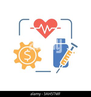 Reservierung medizinischer Ressourcen Farb-Flachsymbol für Digital- und Druckprojekte. Minimale bereinigte Symbole für Apps und Websites. Moderne einfache Symbole für Stock Vektor