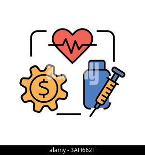 Farblinien-Symbol für Reservierung medizinischer Ressourcen für digitale und gedruckte Projekte. Minimale bereinigte Symbole für Apps und Websites. Moderne einfache Symbole für Stock Vektor