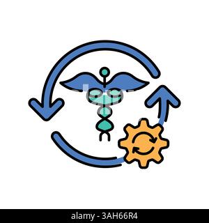 Wiederherstellen des Farblinien-Symbols für digitale und gedruckte Projekte im Gesundheitswesen. Minimale bereinigte Symbole für Apps und Websites. Moderne einfache Symbole für UI UX Stock Vektor