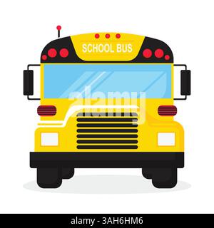 Schulbus flache Vektorillustration isoliert auf weißem Hintergrund. Stock Vektor