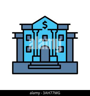 Farbliniensymbol der Zentralbank für digitale und gedruckte Projekte. Minimale bereinigte Symbole für Apps und Websites. Moderne, einfache Symbole für UI UX und Branding Stock Vektor