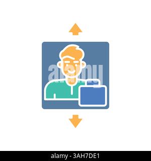 Flaches Farbsymbol für soziale Mobilität für digitale und gedruckte Projekte. Minimale bereinigte Symbole für Apps und Websites. Moderne, einfache Symbole für UI UX und Branding Stock Vektor