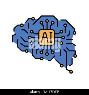 AI-Farb-Flachsymbol für digitale und gedruckte Projekte. Minimale bereinigte Symbole für Apps und Websites. Moderne, einfache Symbole für UI UX und Branding Stock Vektor