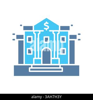 Flaches Farbsymbol der Zentralbank für digitale und gedruckte Projekte. Minimale bereinigte Symbole für Apps und Websites. Moderne, einfache Symbole für UI UX und Branding Stock Vektor