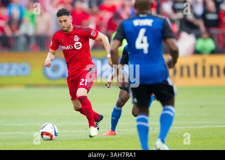 30. Mai 2015: Toronto FC-Mittelfeldspieler Jonathan Osorio (21) während eines MLS-Spiels zwischen dem Toronto FC und San Jose Earthakes im BMO Field in Toronto, ON. (Bild: © Kevin Sousa/Cal Sport Media/ZUMAPRESS.com) Stockfoto