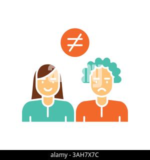 Flaches Farbsymbol für ethnische Ungleichheit für digitale und gedruckte Projekte. Minimale bereinigte Symbole für Apps und Websites. Moderne, einfache Symbole für UI UX und brandi Stock Vektor