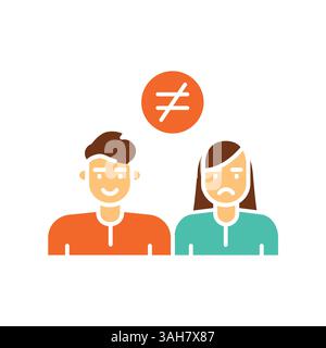 Flaches Farbsymbol für Geschlechterungleichheit bei digitalen und gedruckten Projekten. Minimale bereinigte Symbole für Apps und Websites. Moderne, einfache Symbole für UI UX und brandi Stock Vektor