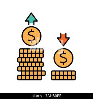 Farbiges Flachsymbol für Einkommenspolarisation für digitale und gedruckte Projekte. Minimale bereinigte Symbole für Apps und Websites. Moderne, einfache Symbole für UI UX und Kleie Stock Vektor
