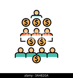 Farbliniensymbol für soziale Stratifizierung für Digital- und Druckprojekte. Minimale bereinigte Symbole für Apps und Websites. Moderne einfache Symbole für UI UX und br Stock Vektor
