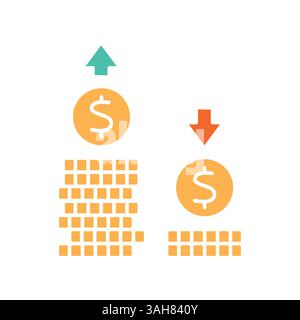 Farbiges Flachsymbol für Einkommenspolarisation für digitale und gedruckte Projekte. Minimale bereinigte Symbole für Apps und Websites. Moderne, einfache Symbole für UI UX und Kleie Stock Vektor