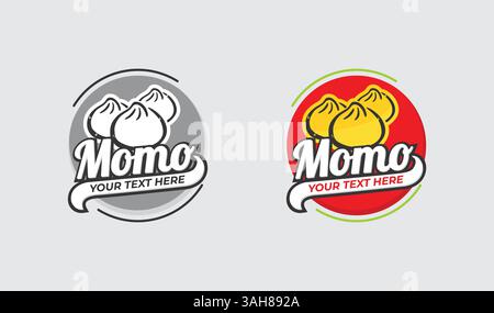 Momo-Logo-Design, Dumpling-Logo-Design-Vorlage, chinesisches Lebensmittel-Logo Moderne Design-Vorlage Vektor-Illustration Stock Vektor