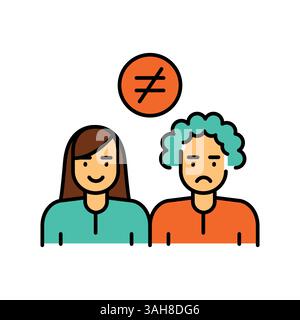 Symbol für Farblinien ethnischer Ungleichheit für digitale und gedruckte Projekte. Minimale bereinigte Symbole für Apps und Websites. Moderne, einfache Symbole für UI UX und brandi Stock Vektor