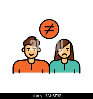 Symbol für die Farblinie für geschlechtsspezifische Ungleichheit bei digitalen und gedruckten Projekten. Minimale bereinigte Symbole für Apps und Websites. Moderne, einfache Symbole für UI UX und brandi Stock Vektor