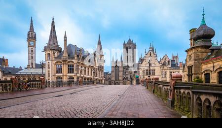 Historisches Stadtzentrum von Gent, Belgien. Stockfoto