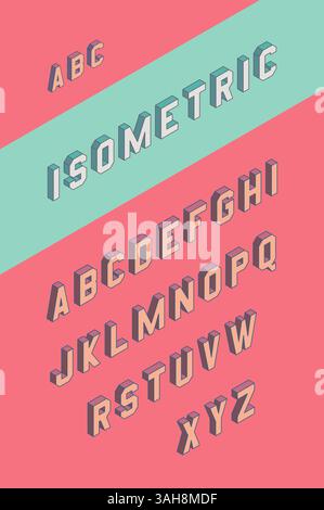 3D-isometrische Buchstabenvektorschriftart. Vektordarstellung A bis z. Stock Vektor
