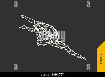 Gymnast. 3d-Modell des menschlichen Körpers. Gymnastik Aktivitäten für Icon Health und Fitness Community. Vector Illustration. Stock Vektor