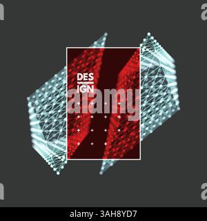 Objekt mit Linien und Punkten. Molekularraster. 3d-Technologie mit Partikel. Vektorgrafik. Futuristische Verbindungsstruktur für Chemie und Stock Vektor