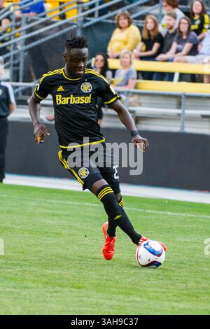 Columbus Crew SC Stürmer Kei Kamara (23) während des Spiels zwischen Seattle Sounders FC und Columbus Crew SC im MAPFRE Stadium in Columbus OH. Am 9. Mai 2015. (Foto: © Dorn BYG/Cal Sport Media/ZUMAPRESS.com) Stockfoto
