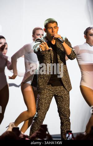 21. Juni 2015 – Toronto, Ontario, Kanada – 21. Juni 2015 – Toronto – Sänger NICK JONAS tritt bei den Much Music Video Awards 2015 in Toronto auf. (Kreditbild: © Darren Eagles/ZUMA Wire) Stockfoto
