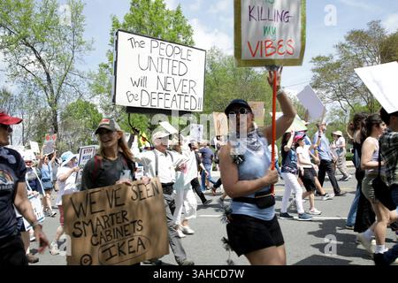 Hands Off 2025 Protest und Marsch in Charlotte NC Stockfoto