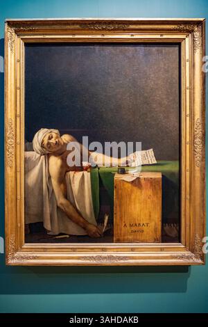 Brüssel, Belgien - 25.09.2024: Der Tod von Marat Gemälde von Jacques-Louis David, 1793 Stockfoto