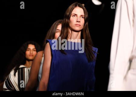 Modell auf der Landebahn für Reptilia während der 59. Ausgabe der São Paulo Fashion Week, die im Shopping JK Iguatemi in der Westzone von São Paulo stattfand. Quelle: Brazil Photo Press/Alamy Live News Stockfoto