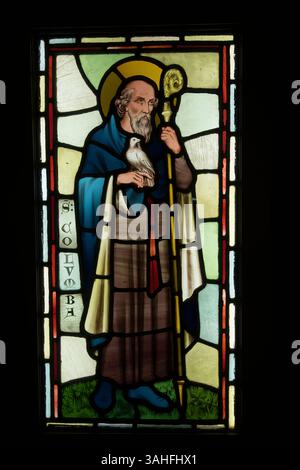 Buntglasfenster von St. Columba in Castell Coch Stockfoto