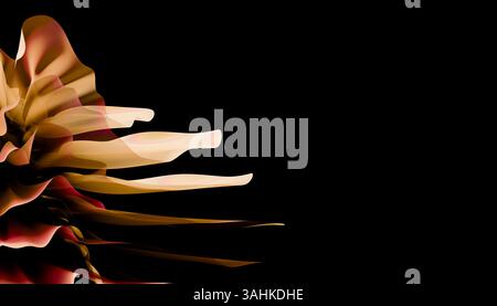 Abstrakte wellenförmige Formen in Farbverläufen auf schwarzem Hintergrund. 3D-Abbildung des Mixers Stockfoto