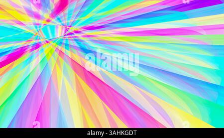 Helles abstraktes Lichtmuster mit leuchtenden Regenbogenfarben und dynamischen Streifen. 3D-Abbildung des Mixers Stockfoto
