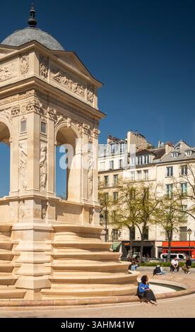 Frankreich, Paris, Chatelet les Halles, Place Joachim-du-Bellay, 1500er Jahre Fontaine des Innocients Süd- und Ostwand Stockfoto